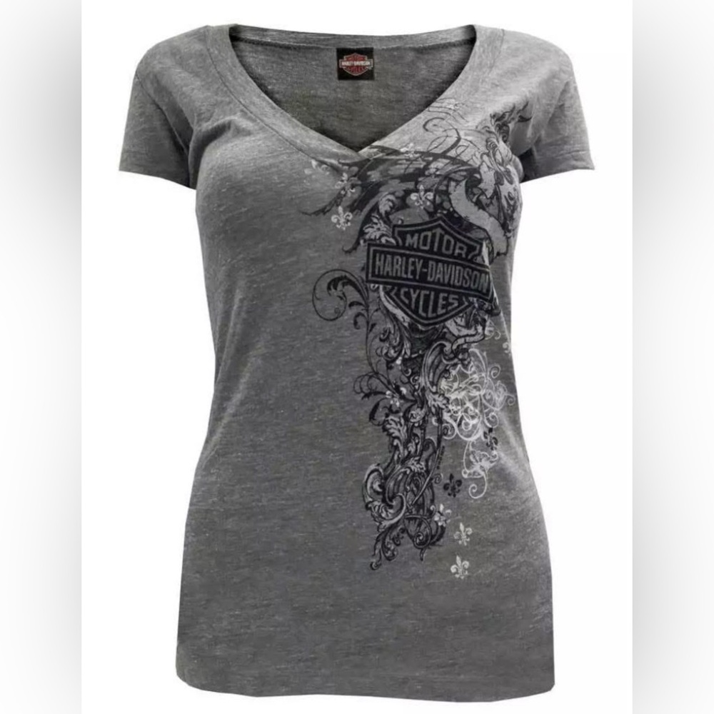 Harley-Davidson Women's Gray Graphic Tee New Orleans Size L
